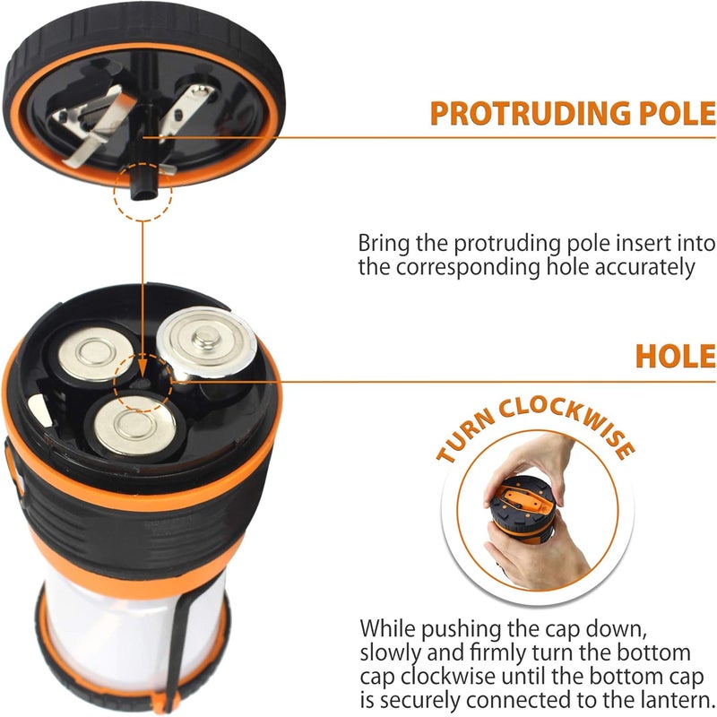 AYL LED Camping Lantern, Battery Powered LED 1800LM, 4 Camping Lights Modes, Perfect Lantern Flashlight for Hurricane, Emergency Light, Storm, Power Outages, Survival Kits, Hiking, Fishing, Home and More - Image 5